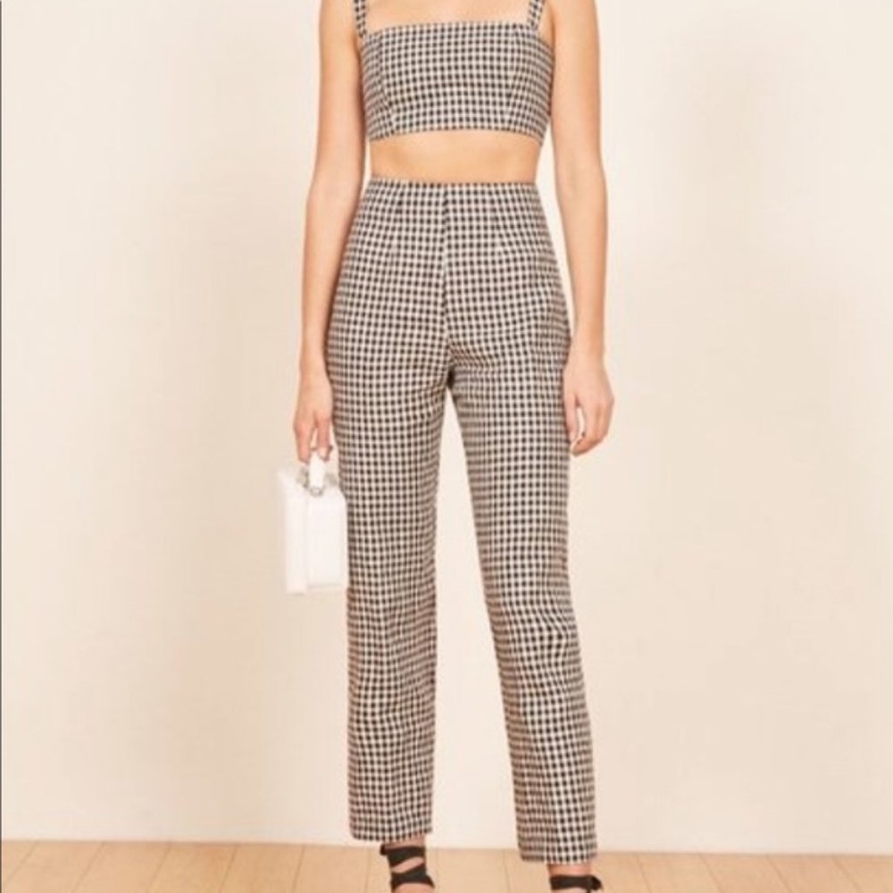 Reformation Linen Gingham Pants